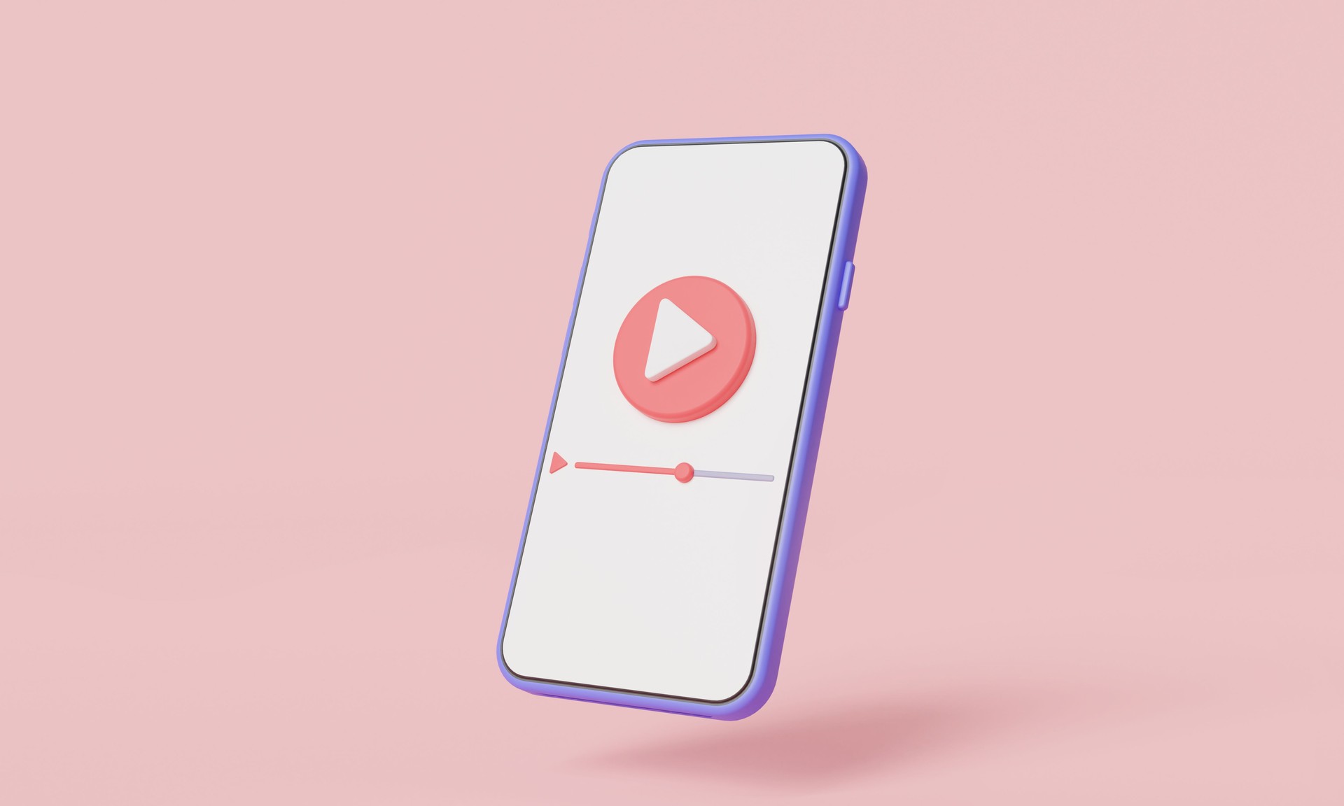 Mobile phone video player, movie streaming, video streaming and vlog, digital multimedia, social media, Online video. Digital marketing and mobile video concept. 3d minimal render illustration